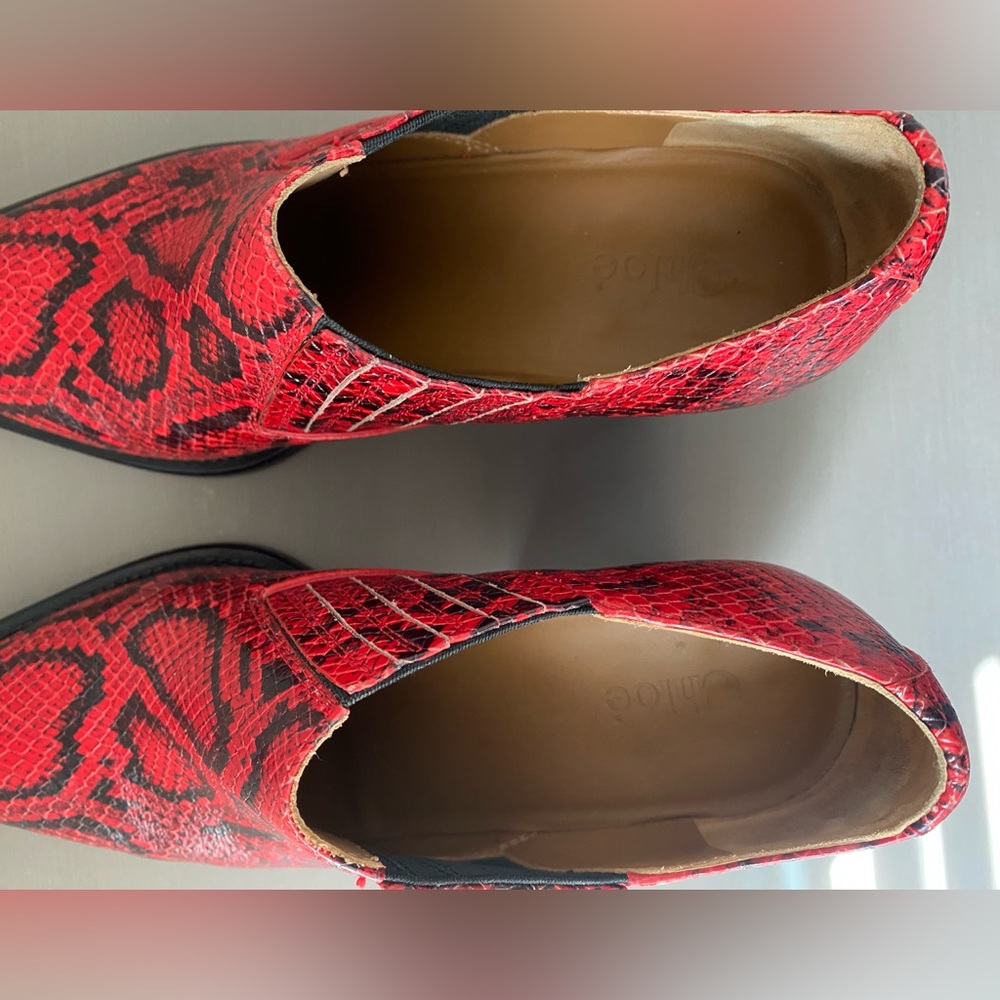 Chloe Rylee Python Print Red Black Ankle Boot Siz… - image 6